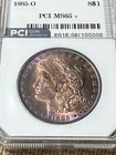 1885-O Morgan Silver Dollar $1  Gorgeous color PCI MS65+ Graded toned