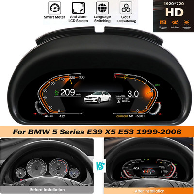 10.25'' Speedometer Digital Cluster Linux Instrument Dashboard Fr BMW 5er E39 E53