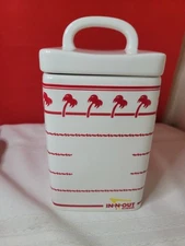 IN-N-OUT Burger Ceramic Medium Canister With Lid EXCELLENT Condition 7.75" Tall