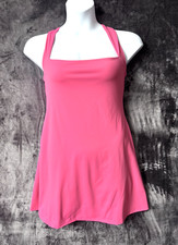 Womens XL Pink Square Neck Athletic Dress Built in Shorts Sleeveless w Pockets