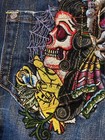 Christian Audinger Embroidered Skull Denim Biker Jeans 28 Waist 34 Length — photo 7