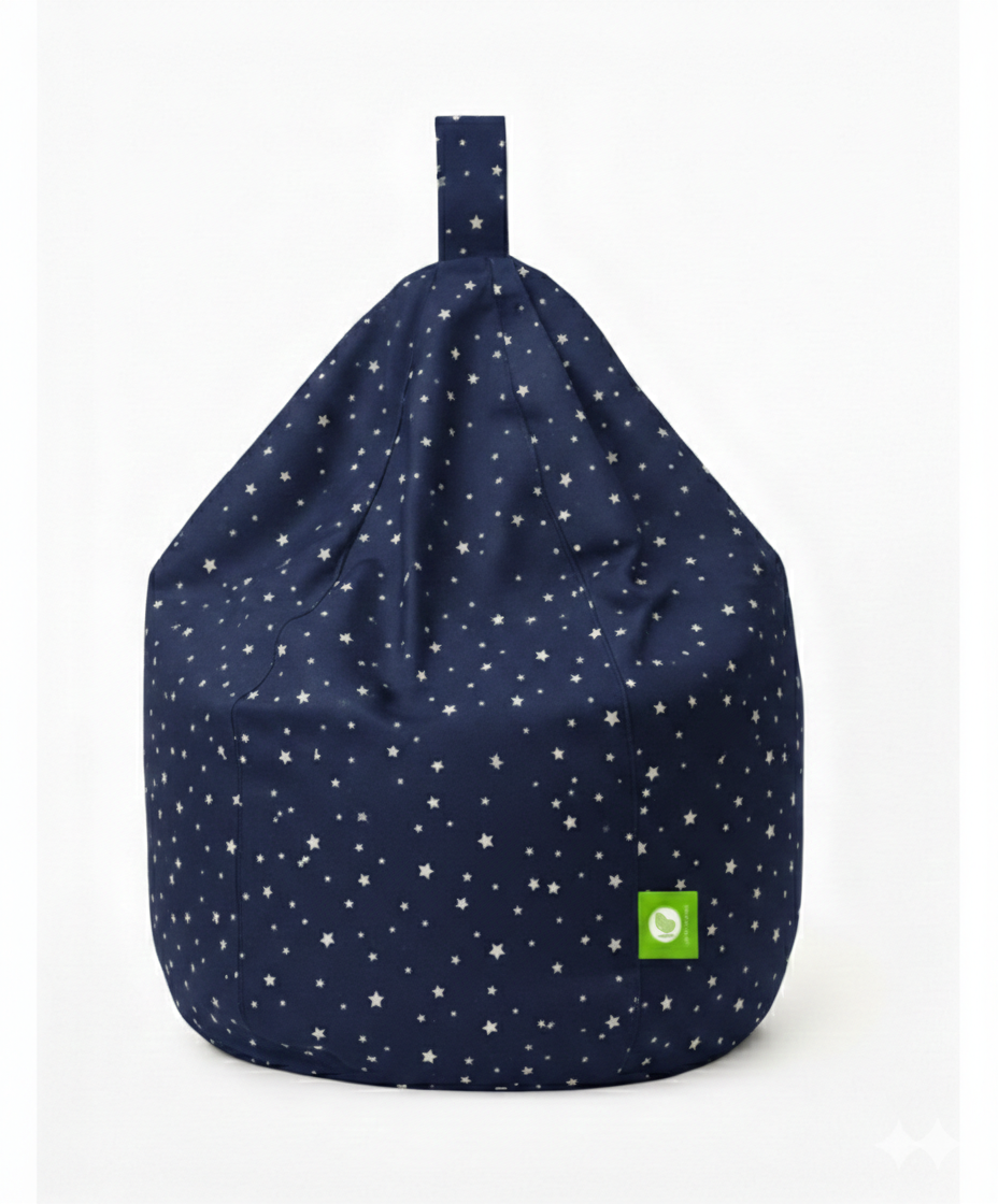 Kids Navy Stars Bean Bag Child Size Pre Filled Bedroom Nursery Playroom Chair