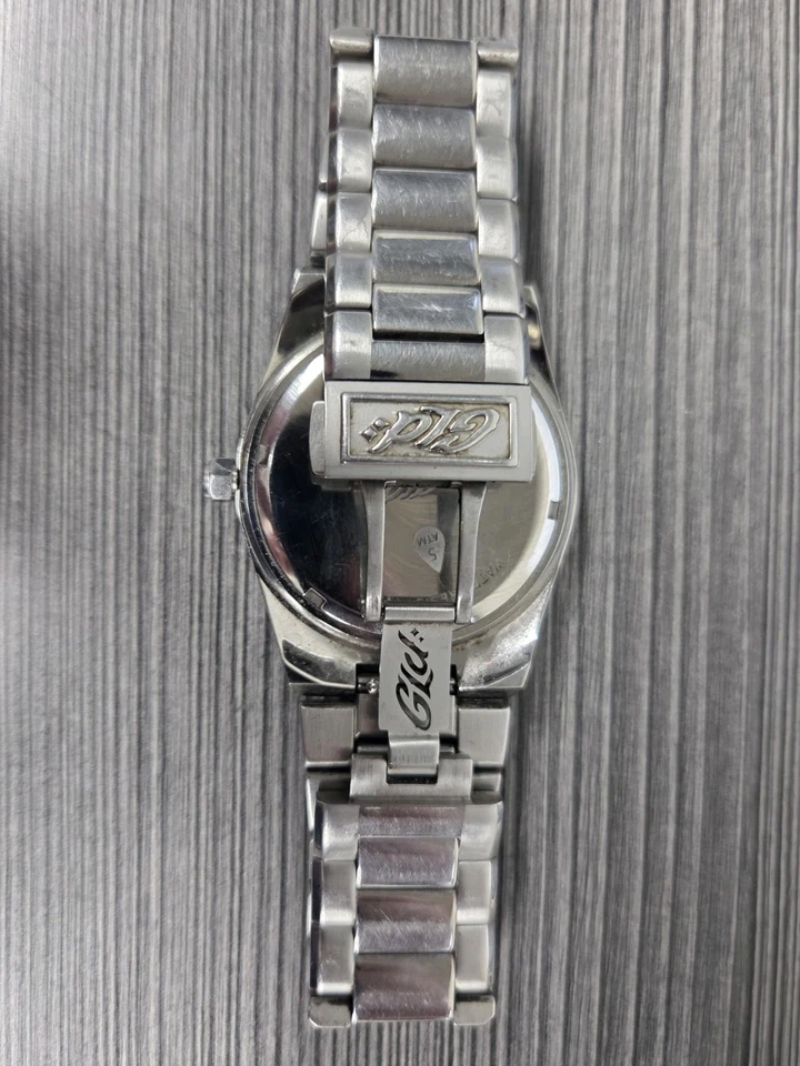 Reloj de cuarzo GLD Alpha Era para hombre moda pavimentado día fecha tono plateado 42 mm 7 1/2" Foto 2 de 3