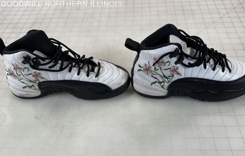 Girls' Kids' Jordan 12 Retro Floral (GS) White/Black+ Shoes Sneakers Size 5.5Y