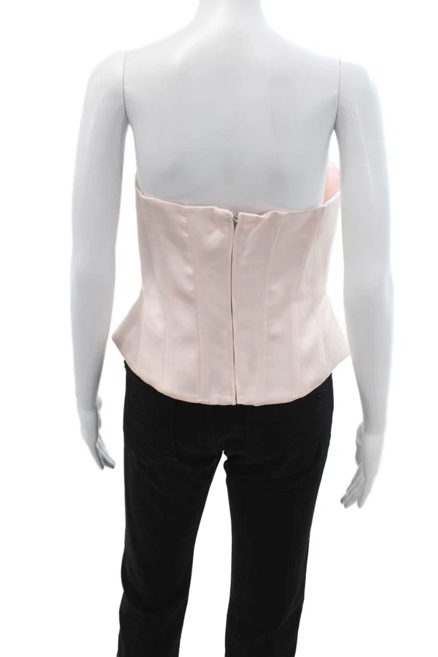Zara 女式紧身胸衣上衣甜心领无袖纯色粉色聚酯纤维 M 码 — 第 3/4 张图片