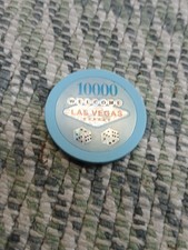 1- Las Vegas Welcome Sign Chip Poker Casino Blue 10,000 Souvenir Chip New