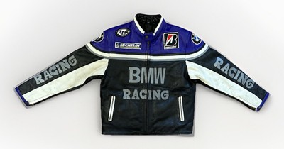 BMW Racing Vintage Leder Michelin Bridgestone Arai Racing Jacke Kinder XXL