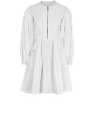 Alexander McQueen Pleated Mini Dress Womens 4 White Cotton