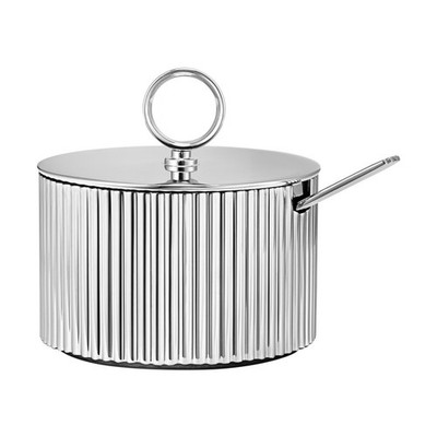 GEORG JENSEN BERNADOTTE SUGAR BOWL W/SPOON STAINLESS STEEL 10014932.NEW IN BOX