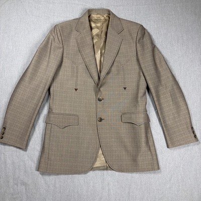 Circle S Western Sport Coat Mens 38R Beige Blazer