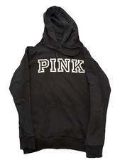 PINK Victoria's Secret Black Pullover Hoodie Women's XS Long Sleeve Logo