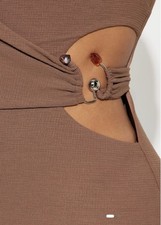 Fashion Nova Brown Cut Out Long Sleeve Bodycon Maxi Dress Women’s Size XL