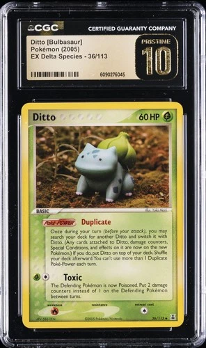 2005 POKEMON EX DELTA SPECIES #36/113 DITTO (BULBASAUR) CGC 10 PERFECT