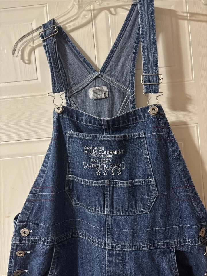 Mono BUM Equipment vintage para mujer grande algodón vaquero babero azul jeans Y2k Foto 2 de 4