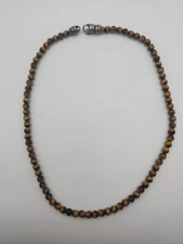 David Yurman 5 mm Tiger Eye Bead Necklace 16 1/2 inch