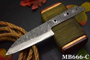 Custom Hammered Damascus Steel Blank Blade Chef Knife Handmade (MB666-C)