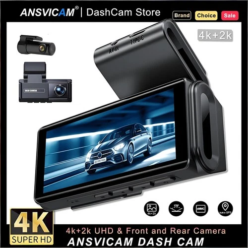 Dash Cam UHD 4K Front 2K Rear View GPS WIFI ADAS Car DVR Touch Screen Hardwire