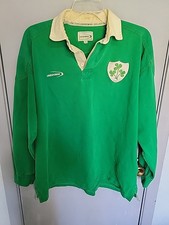 Vintage Landsdowne Ireland Rugby Shirt Size XL Polo Long Sleeve Green