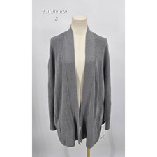 Lululemon Merino Wool-Blend Ribbed Long Wrap Sweater Heathered Gull Grey 8 NWT