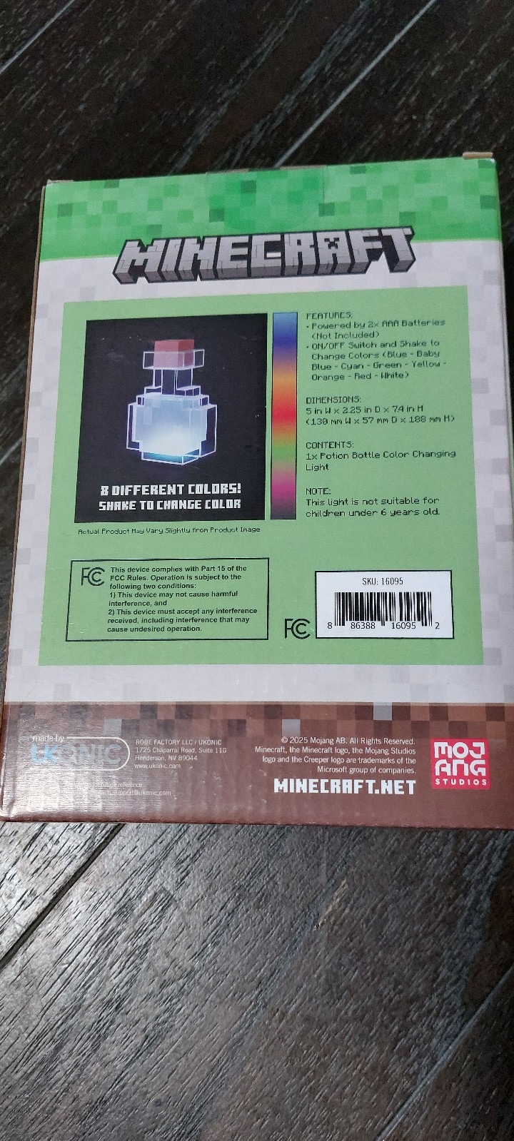 Minecraft Potion Bottle Color Changing Light (Ukonic Mojang) BRAND NEW SEALED!! - Thumbnail 3