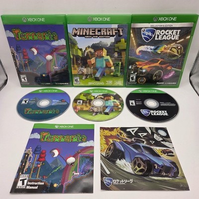 Xbox One Lot of 3 Games - Tested Working - Minecraft ~ Terraria ~ Rocket League