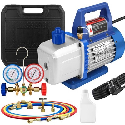 4CFM Vakuumpumpe Unterdruckpumpe 1/3HP Klimaanlage 1-stufig Monteurhilfe Set