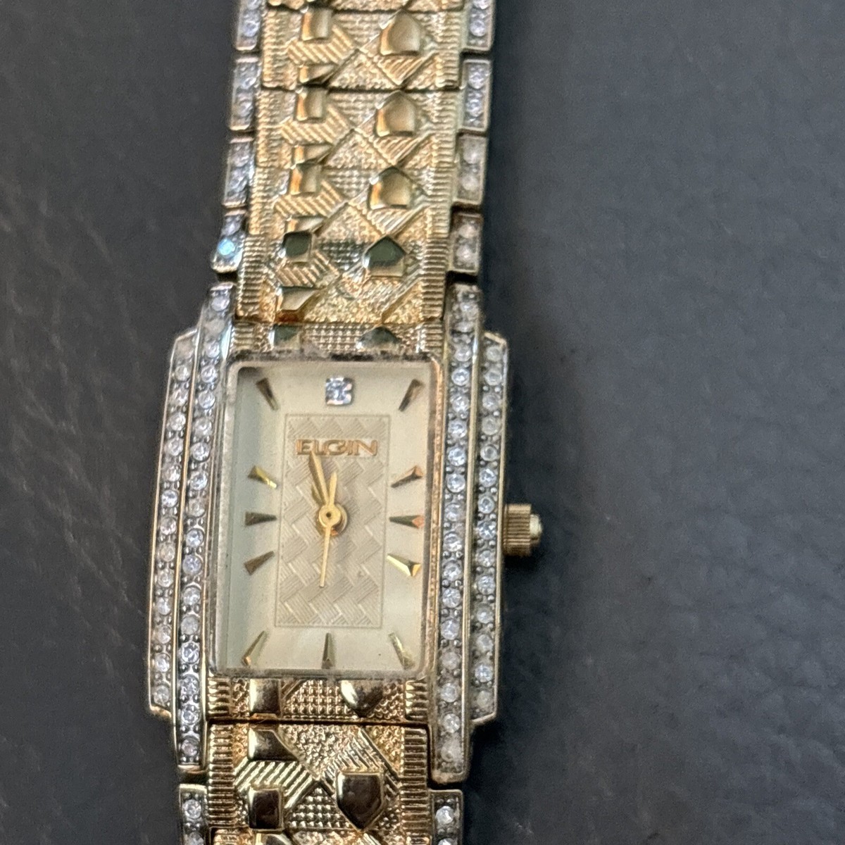 EG2002 Elgin Women's Gold Watch With Genuine Crystals for