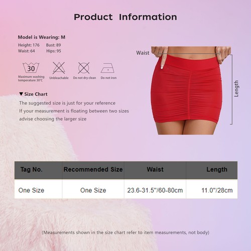 Women Bodycon Slim Fit Skirt Ruched Mini Bands Nightwear Semi-Sheer Underwear - Picture 14 of 58