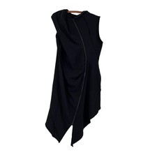 Ma Non Troppo Aakasha Womens Black Full Zip Asymmetric Long Line Vest Size S