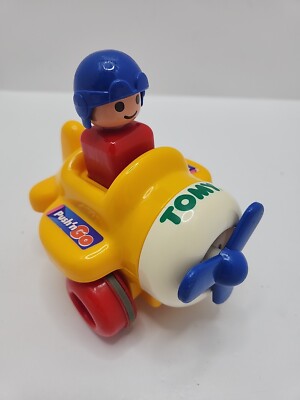 Tomy Push N Go Plane Toy Pilot Vintage 1991 Good Condition Full Working Order