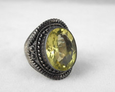 Beautiful Sterling Silver Citrine Statement Ring Size 9 India