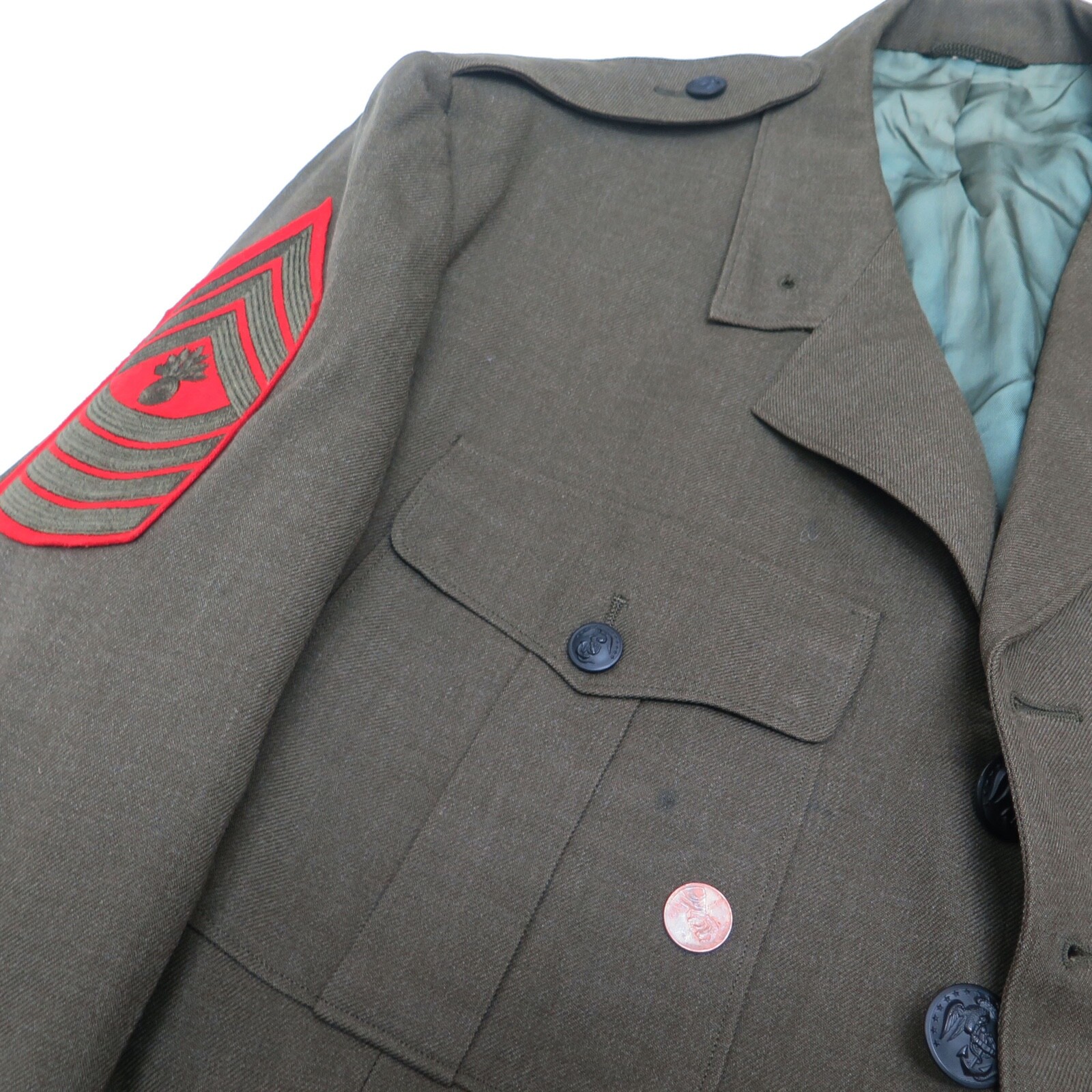 VINTAGE ORIGINAL UNIFORM WOOL COAT US ARMY PATCHED MASTER SERGEANT 1960s VIETNAM image 5
