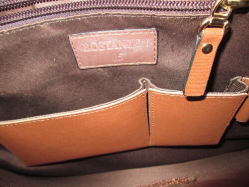 BOSTANTEN Brown Leather Briefcase Shoulder Laptop Business Slim Unisex Bag - Picture 8 of 8
