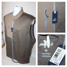 NWT $178 Johnnie O Men's Brown Glover Fleece Full Zip Vest Sweater Size Medium