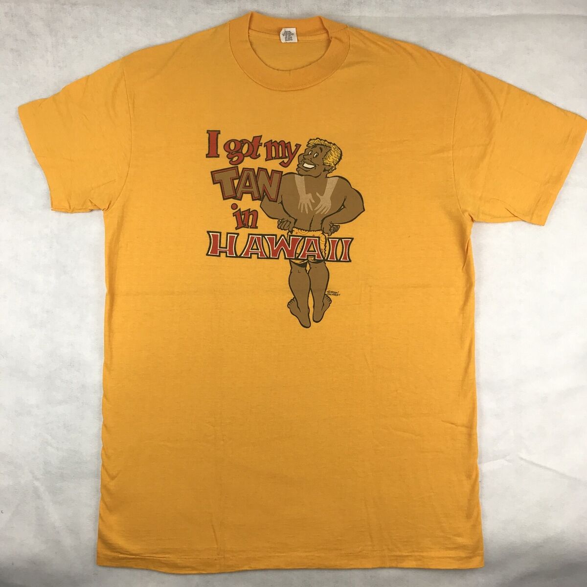 【Paragraph】25SS★ No.28 VINTAGE CARTOON T SHIRT vintage 70s I GOT MY TAN IN HAWAII CARTOON T-Shirt LARGE