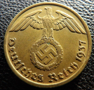 #ad Third Reich Germany WW2 Era 10 Reichspfennig Pfennig Bronze Coin Genuine $8.99