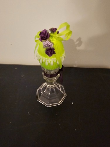 Fabric Easter Egg on Acrylic Stand Purple Flowers FREE SHIPPING - Picture 5 of 5