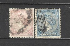 ESPAÑA 1866 EDIFIL 80-81 USADOS SELLOS DE LA SERIE ISABEL II