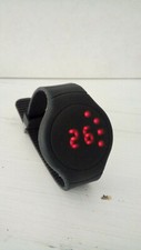 NUOVO Orologio digitale in gomma nera, quadrante circolare, led rossi
