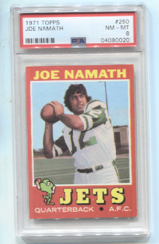 1971 Topps Football - Joe Namath - #250 - PSA 8