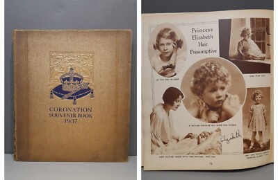 Royal Gold Vintage Krönung Souvenir 1937 tolle Fotos Queen Elizabeth ll