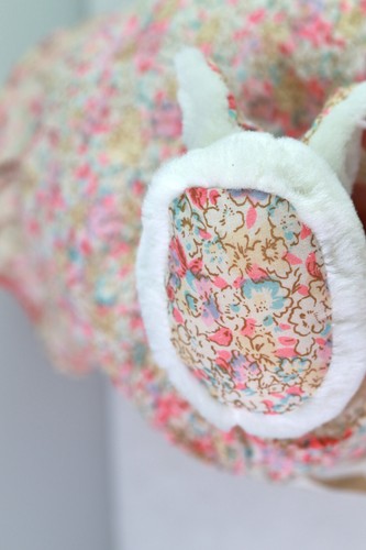 Vintage Easter Bunny Plush w Floral Jumper Bunny Slippers 17" Stuffed Easter - Bild 13 von 18