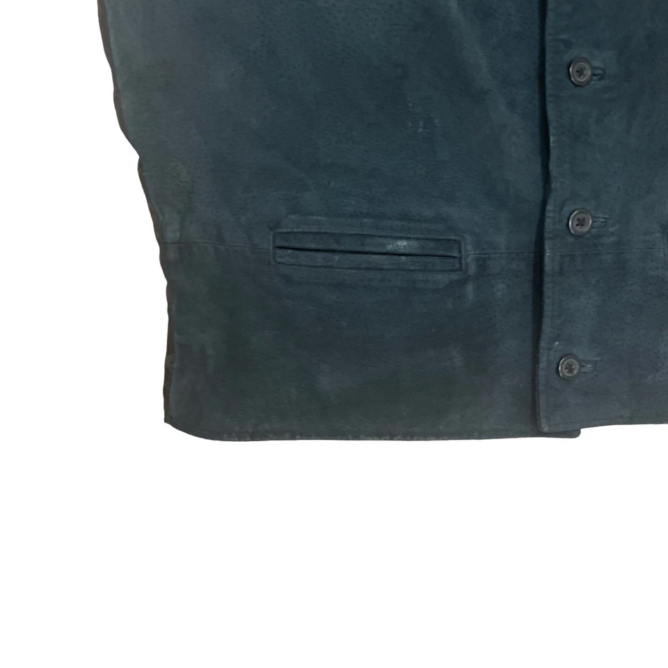 VTG Wrangler Hero Leather Vest Dark Green Black Western Cowboy Rodeo Men’s Sz M — 第 3/4 张图片