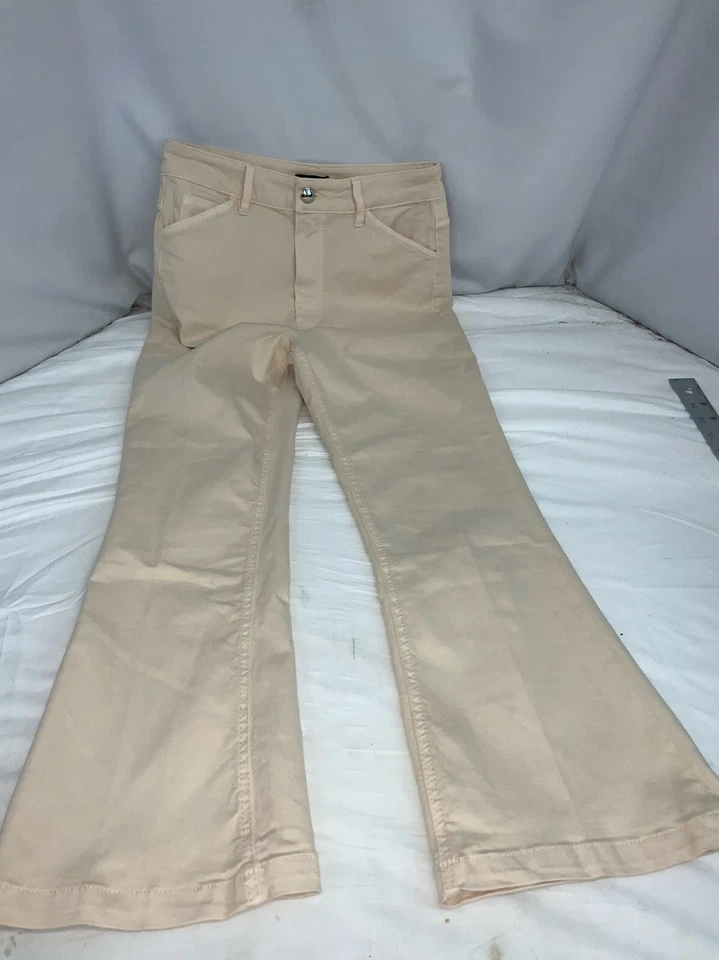 Pantalones capri Massimo Dutti talla 2 beige algodón ajustados Marruecos 24” Ins YGI K0-119 Foto 2 de 4
