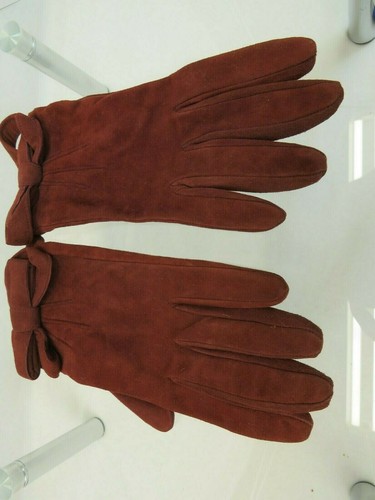 NUEVOS CON ETIQUETAS GUANTES DE ARCO DE GAMUZA DE GAMUZA BORGOÑA TALLA 8 ITALIA - Imagen 5 de 12