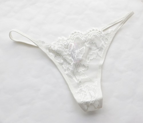 Women Thong embroidery Mesh T-back Underwear Hipster G-string Knicker White XS-S - 第 3/6 張圖片