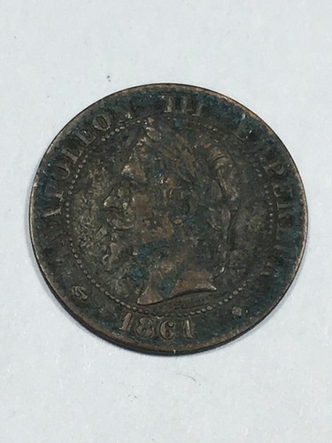 Mint France 2 Cents Napoleon III Head Laurée 1861 BB (9-39) - Picture 2 of 2