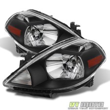 Black For 2007-2012 Versa Headlights Headlamps Replacement 07-12 Pair Left+Right