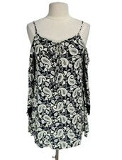 Lovely Day Floral Rayon Off Shoulder Shift Mini Dress Women Size S Bell Long SLV