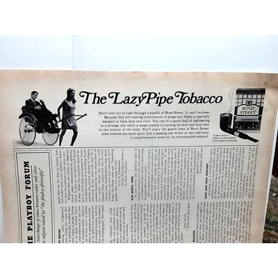 1970 Lazy Pipe Tobacco Bond Street Vintage Print Ad